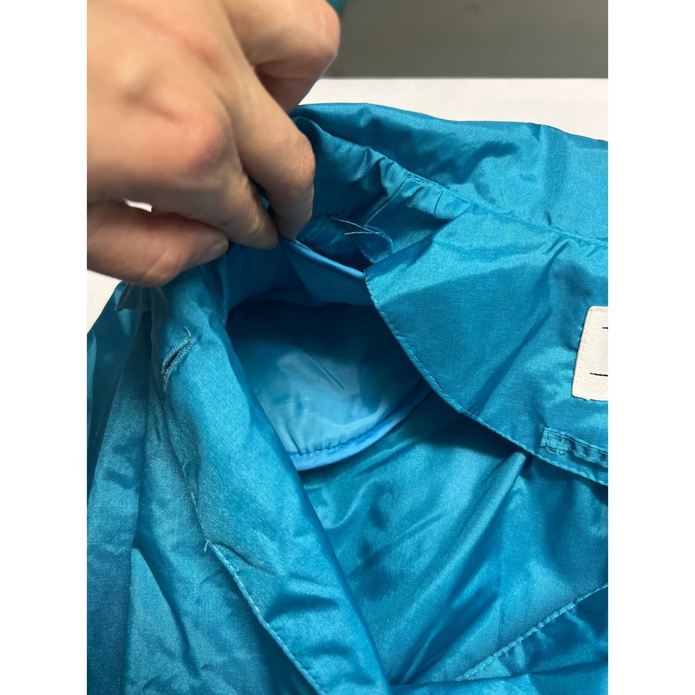 Vintage Totes Coat Teal Blue Nylon Hooded Rain Jacket Womens 14P Retro Longline - Picture 8 of 13